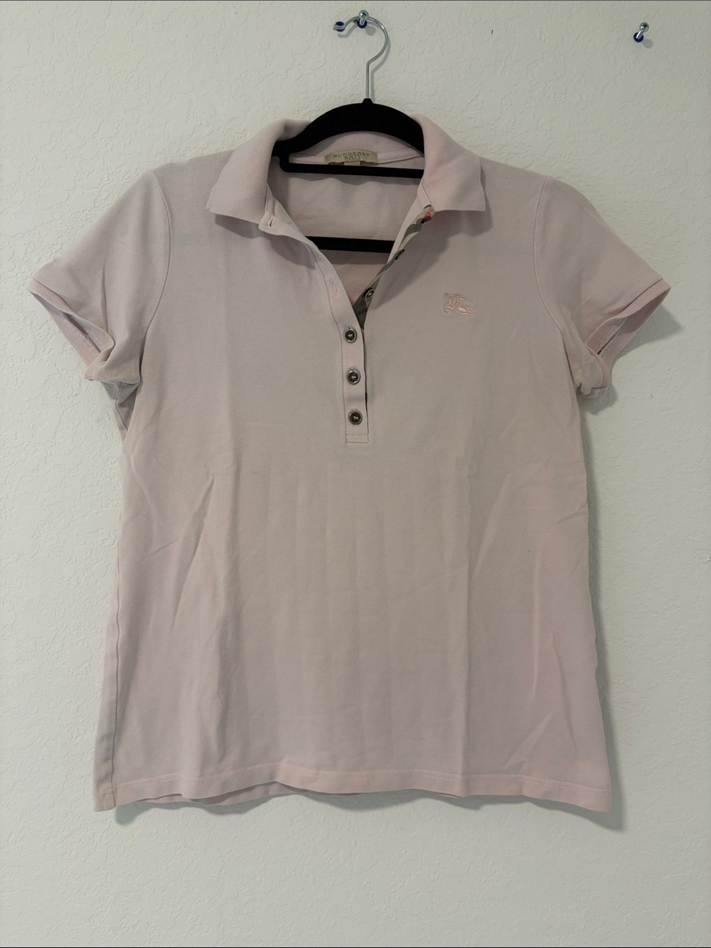 Burberry Pale Pink Short Sleeve Polo Top
